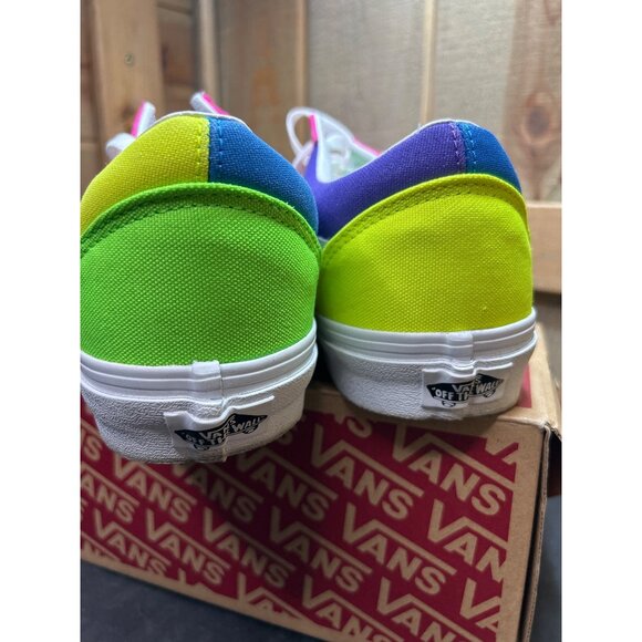 Vans Old Skool Mens Shoes 10 Neon Color Block Canvas & Suede Sneakers - Picture 11 of 11